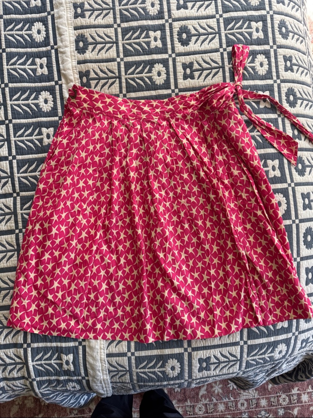 J. Crew Pink Starfish-Print Tie-Waist A-Line Wrap Skirt